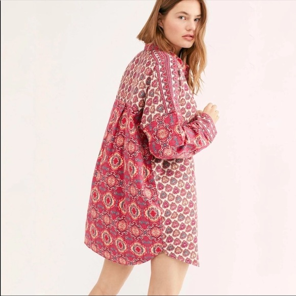 Free People Other - Free People Happy Holibabe Printed Sleep Shirt Red